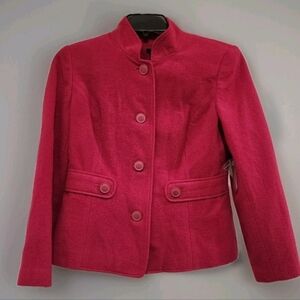 Pink Wool Blend Pea Coat Blazer Women’s Petite 10P Classic Career Preppy Jacket
